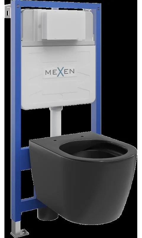 Mexen set WC încastrat cadru Felix Slim cu vas de toaletă  Carmen, Negru mat - 6103388XX85