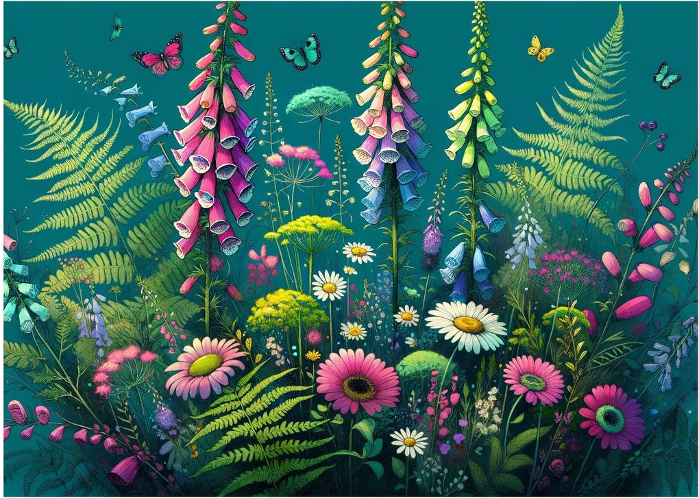 Tablou pe sticlă - Flori de câmp (70x50 cm)