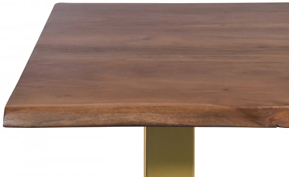 Masa dreptunghiulara cu blat din lemn de salcam Tables &amp; Benches 160 x 85 x 77 cm maro/auriu