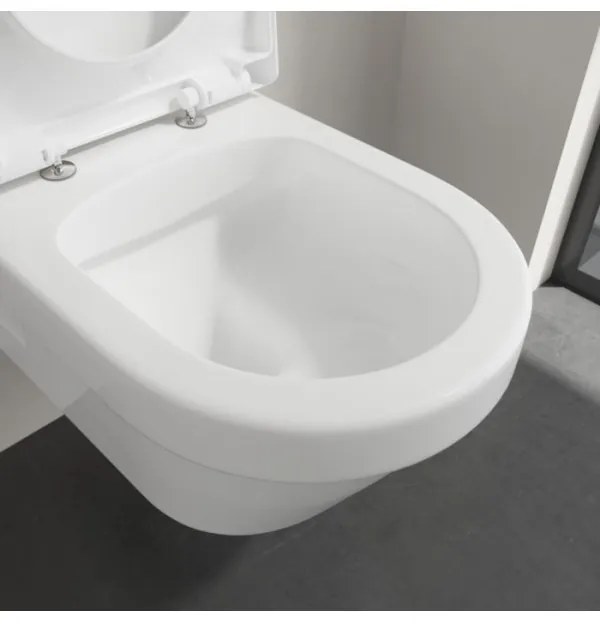 Set vas WC rimless suspendat, Villeroy&amp;Boch Architectura, DirectFlush, cu capac inchidere lenta, 37x53cm, Alb Alpin, 5684HR01