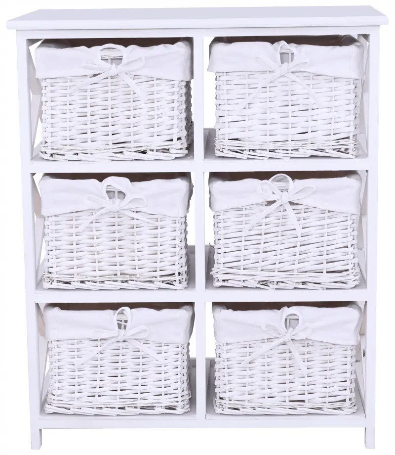 Comoda, lemn rachita material textil, alb, RAFAELLO 6