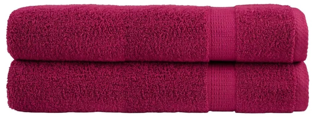 vidaXL Prosoape premium SOLUND 2 buc roșu bordo 100x200cm 600gsm