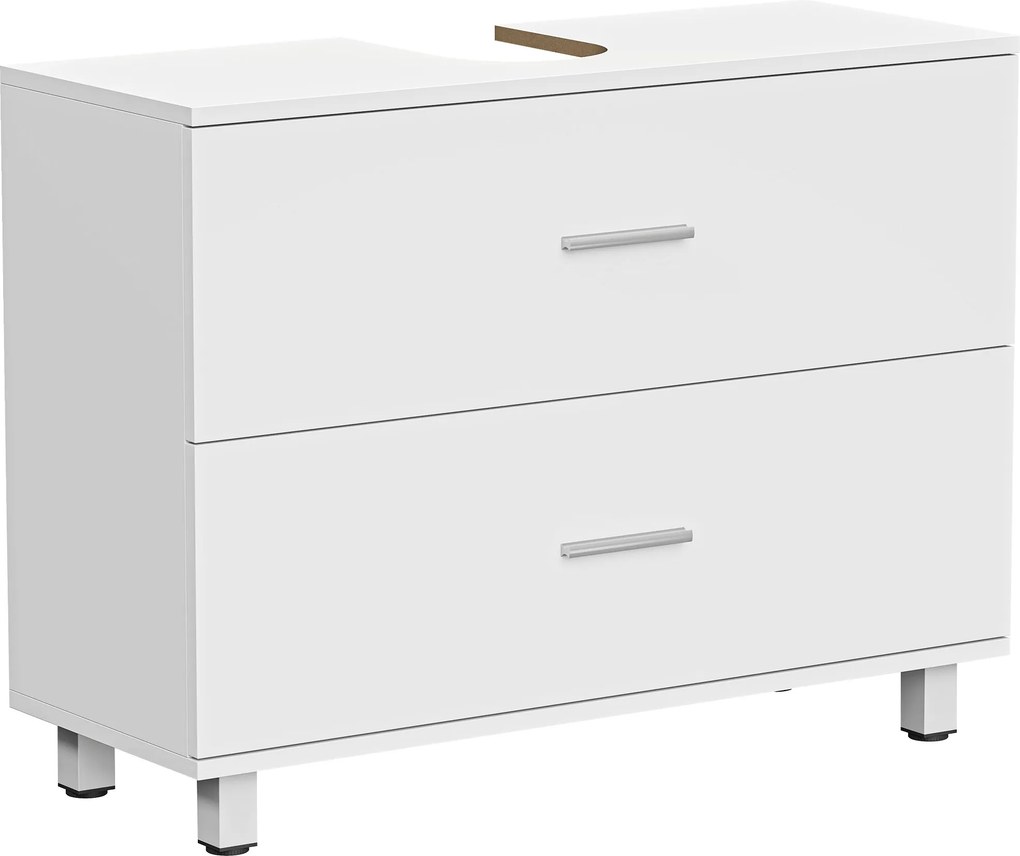 HOMCOM Dulap Sottolavabo pentru Baie cu 2 Sertare, Dulap Modern și Economisitor de Spațiu, 80x30x60 cm, Alb | Aosom Romania