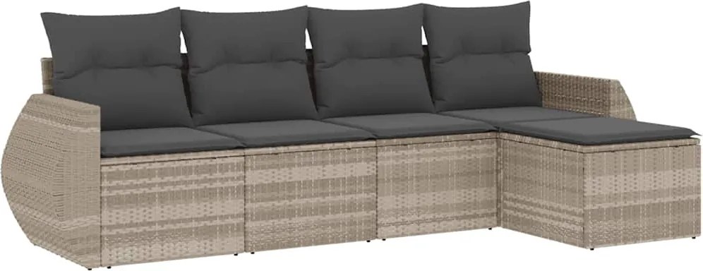 vidaXL Set canapele de grădină cu perne, 5 piese gri deschis poliratan
