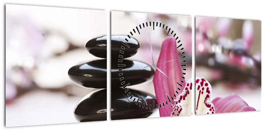 Tablou cupietre pentru masaj și orhidee (cu ceas) (90x30 cm)