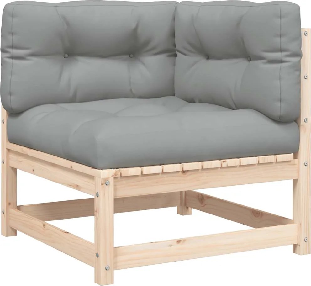 vidaXL Canapea de colț cu perne pentru grădină, lemn masiv de pin