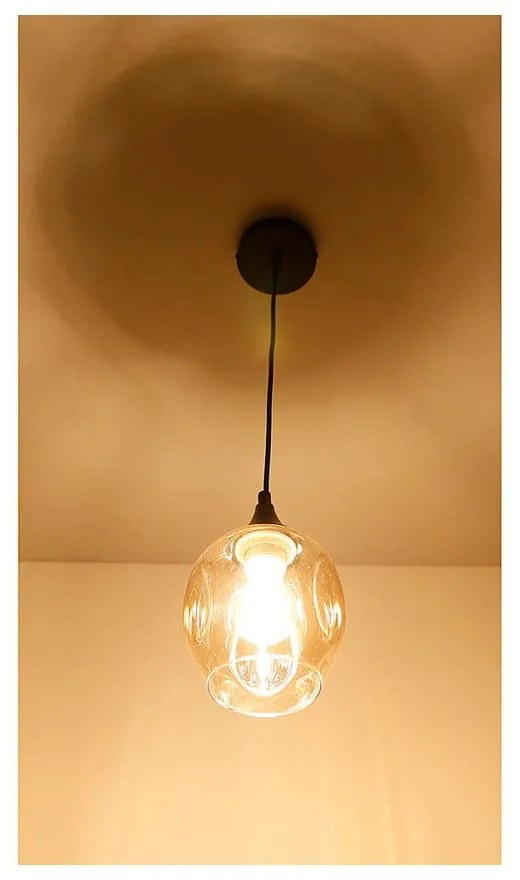 Lustră neagră cu abajur din sticlă ø 14 cm Aspa – Candellux Lighting