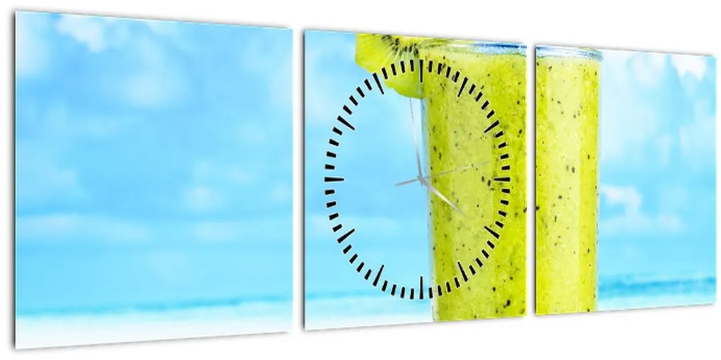 Tablou - smoothie kiwi (cu ceas) (90x30 cm)