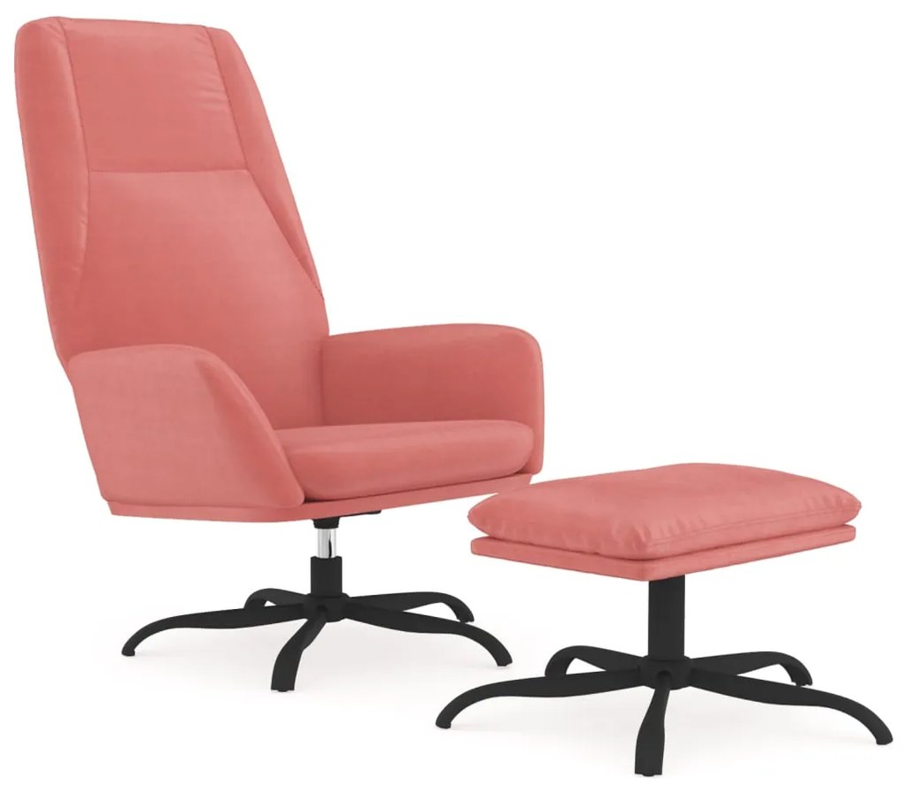 3097841 vidaXL Scaun de relaxare cu taburet, roz, catifea