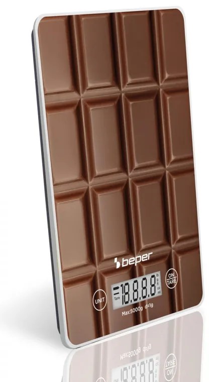 Cantar de bucatarie Beper P102BIL002, Pana la 5 kg, g/lb, Afisaj LCD, TAPA, Auto-off, Maro