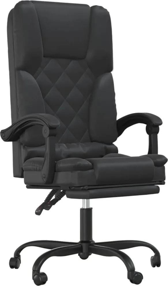 vidaXL Fotoliu de birou rabatabil cu masaj, negru, piele ecologică