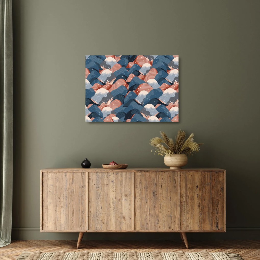 Tablou pe sticlă - Valuri și dealuri (70x50 cm)