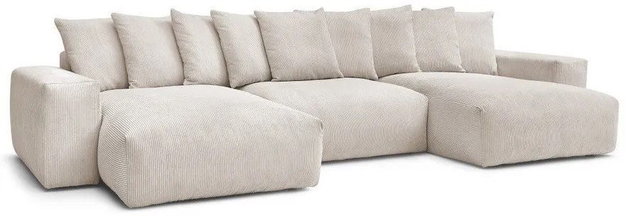 Colțar crem cu tapițerie din catifea reiată Voltaire – Bobochic Paris