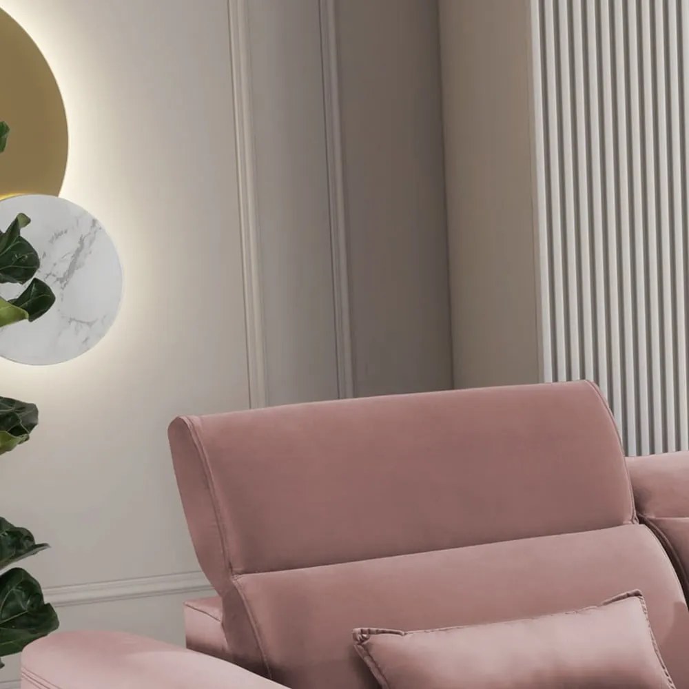 Colțar roz extensibil/cu spațiu de depozitare cu tapițerie din catifea (cu colț pe partea dreaptă/cu șezlong) Foble – ELTAP