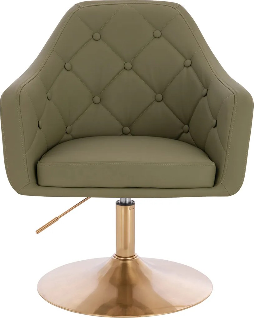 HR831N Scaun Khaki Piele Ecologica Premium Soft cu Bază Aurie