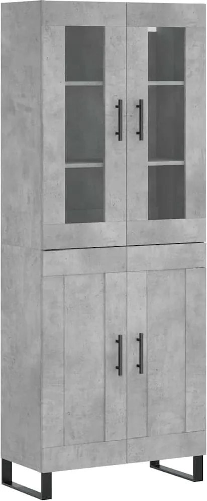 vidaXL Dulap înalt, gri beton, 69,5x34x180, lemn compozit