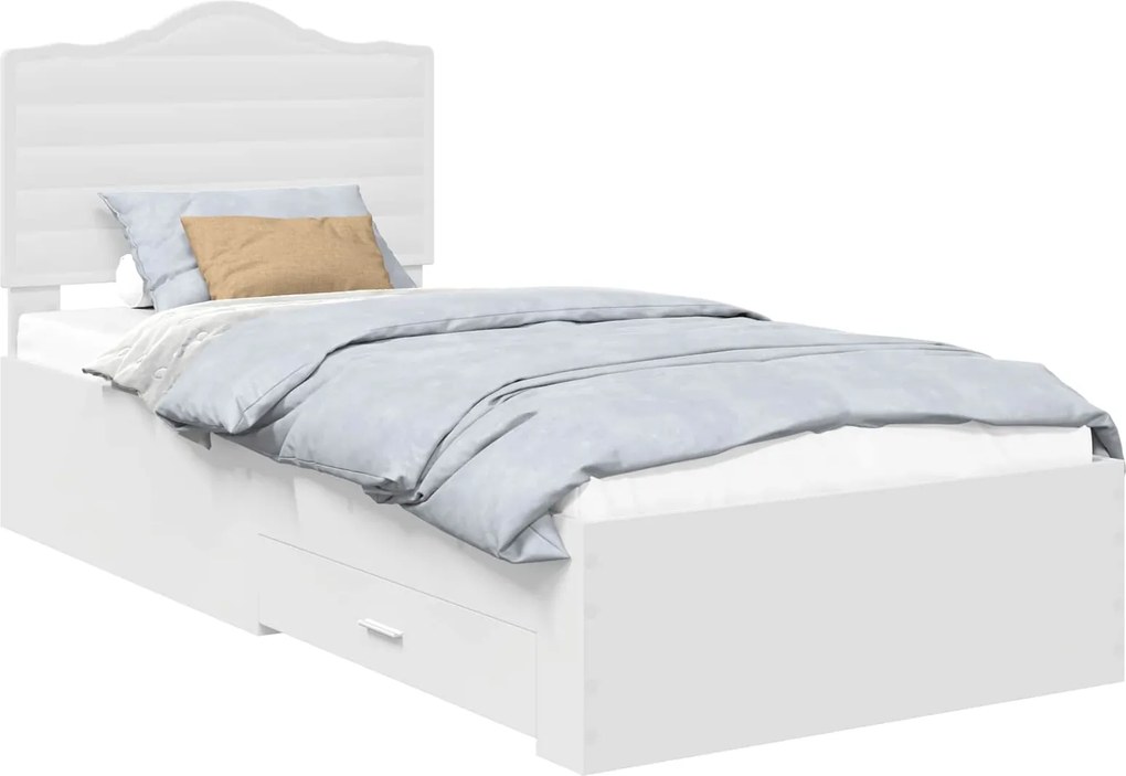 vidaXL Cadru de pat cu headboard Alb 90 x 190 cm Lemn compozit