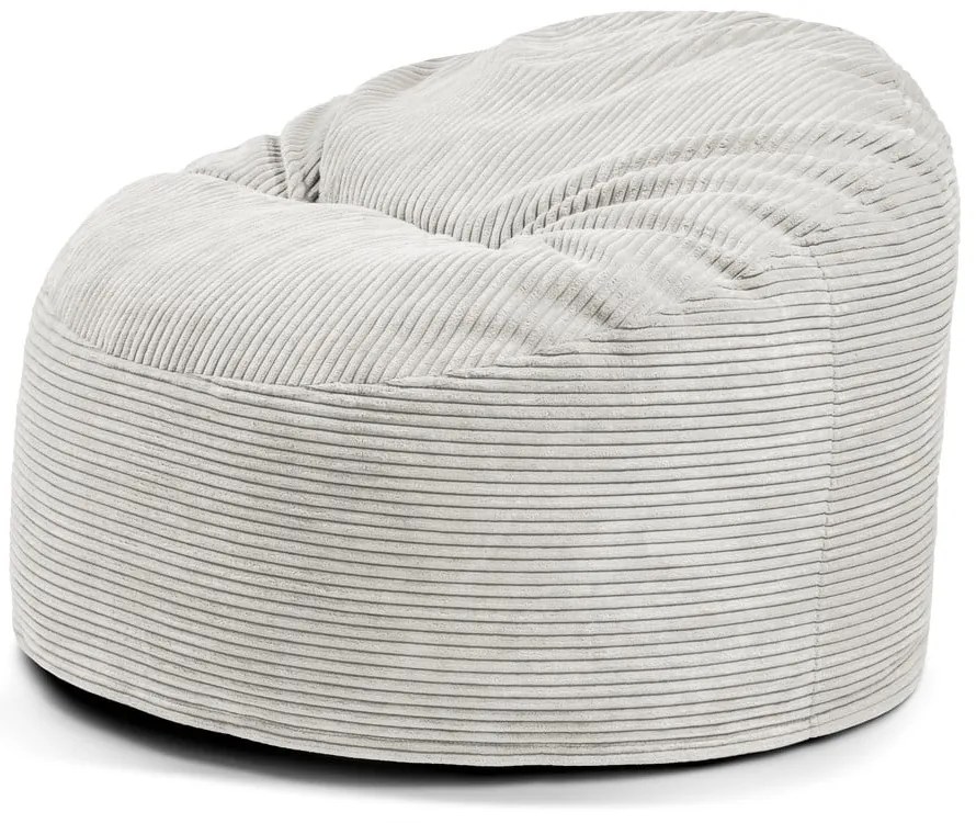 Fotoliu puf pentru copii crem cu tapițerie din catifea reiată Om 85 – SLOWDOWN