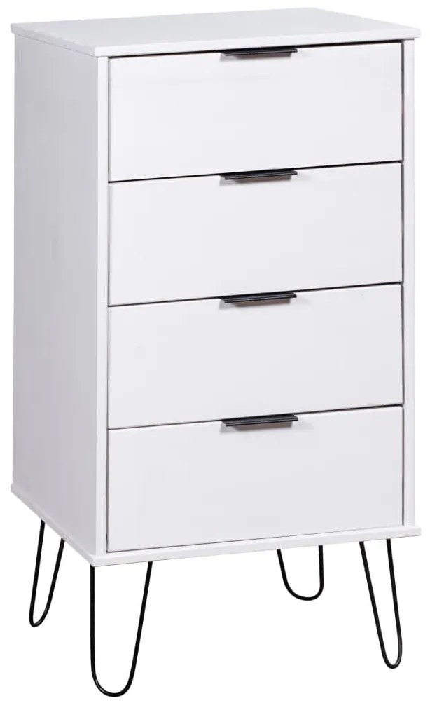 321121 vidaXL Comodă cu sertare, alb, 45x39,5x90,3 cm, lemn masiv de pin