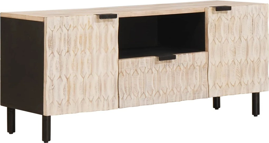 vidaXL Cabinet TV cu sertar cu ușă Finisaj Alb Spălat 105 x 33 x 46 cm