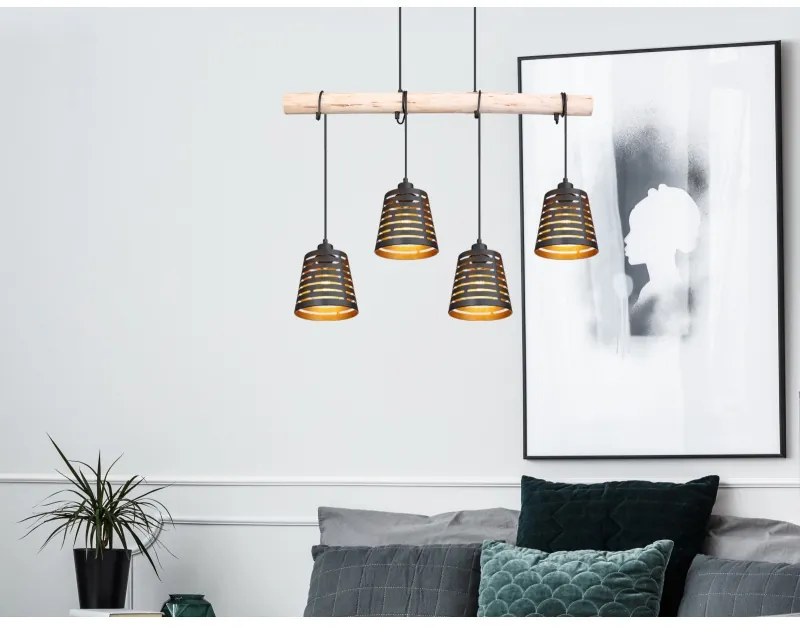 Lustra suspendata design modern ABLONA lemn 15451-4H GL