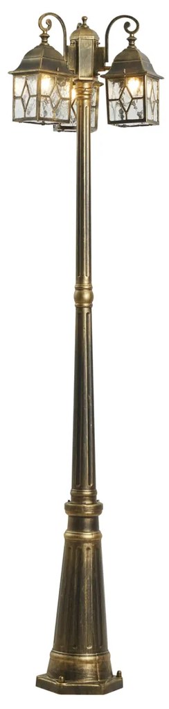 Felinar clasic de exterior auriu antic cu sticlă transparentă 198cm IP44 - London
