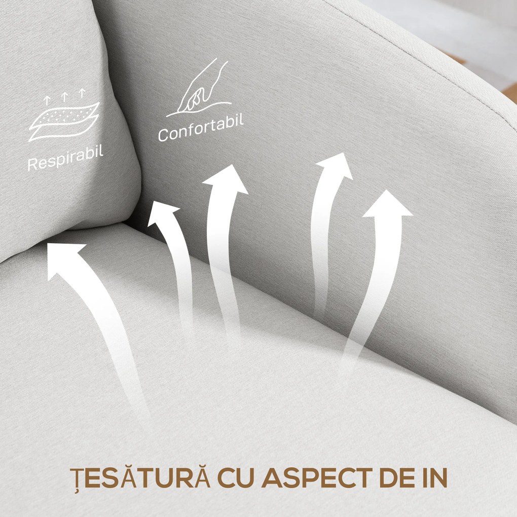 HOMCOM Fotoliu Modern pentru Living din Țesătură cu Șezut Larg și Gros, Crem | Aosom Romania