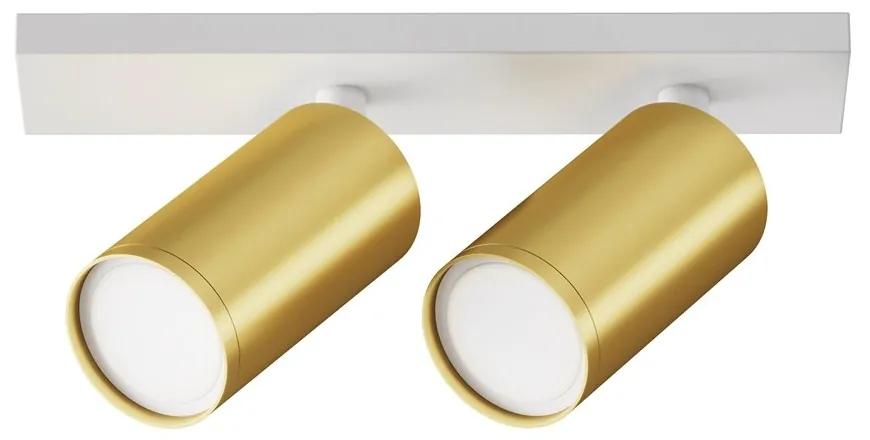 Aplica de perete / tavan cu 2 spoturi directionabile design tehnic Focus S alb, auriu mat