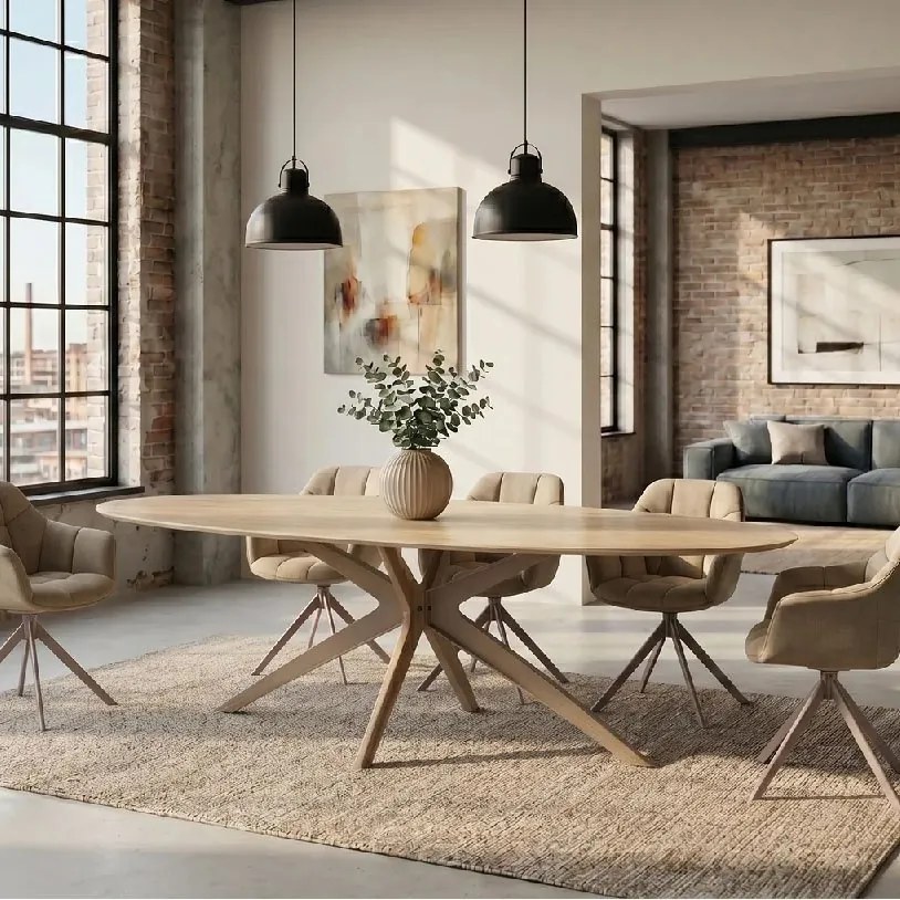 Masa ovala cu blat din ceramica TRAVERTIN 220cm