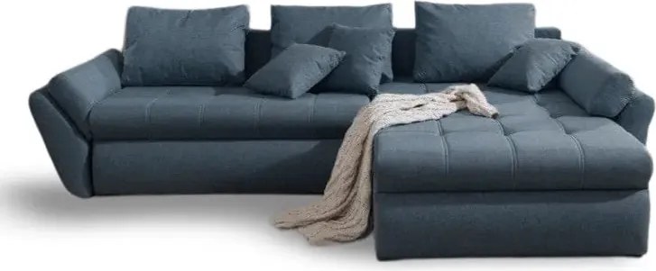 Colțar extensibil dumonde cu ladă de depozitare si sezut confortabil din spuma high-density, Loana Enjoy Blue II 270x185 cm