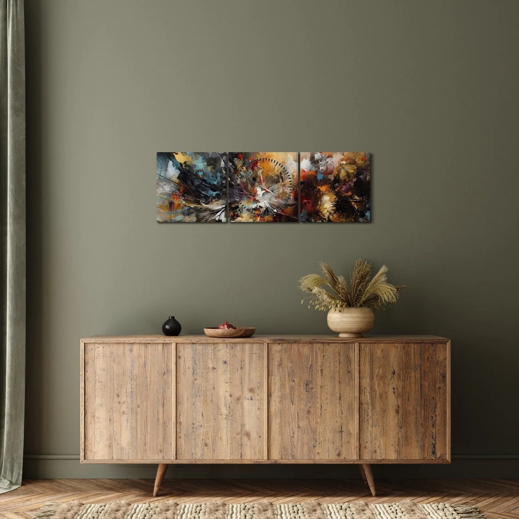 Tablou - Grafică abstractă (cu ceas) (90x30 cm)