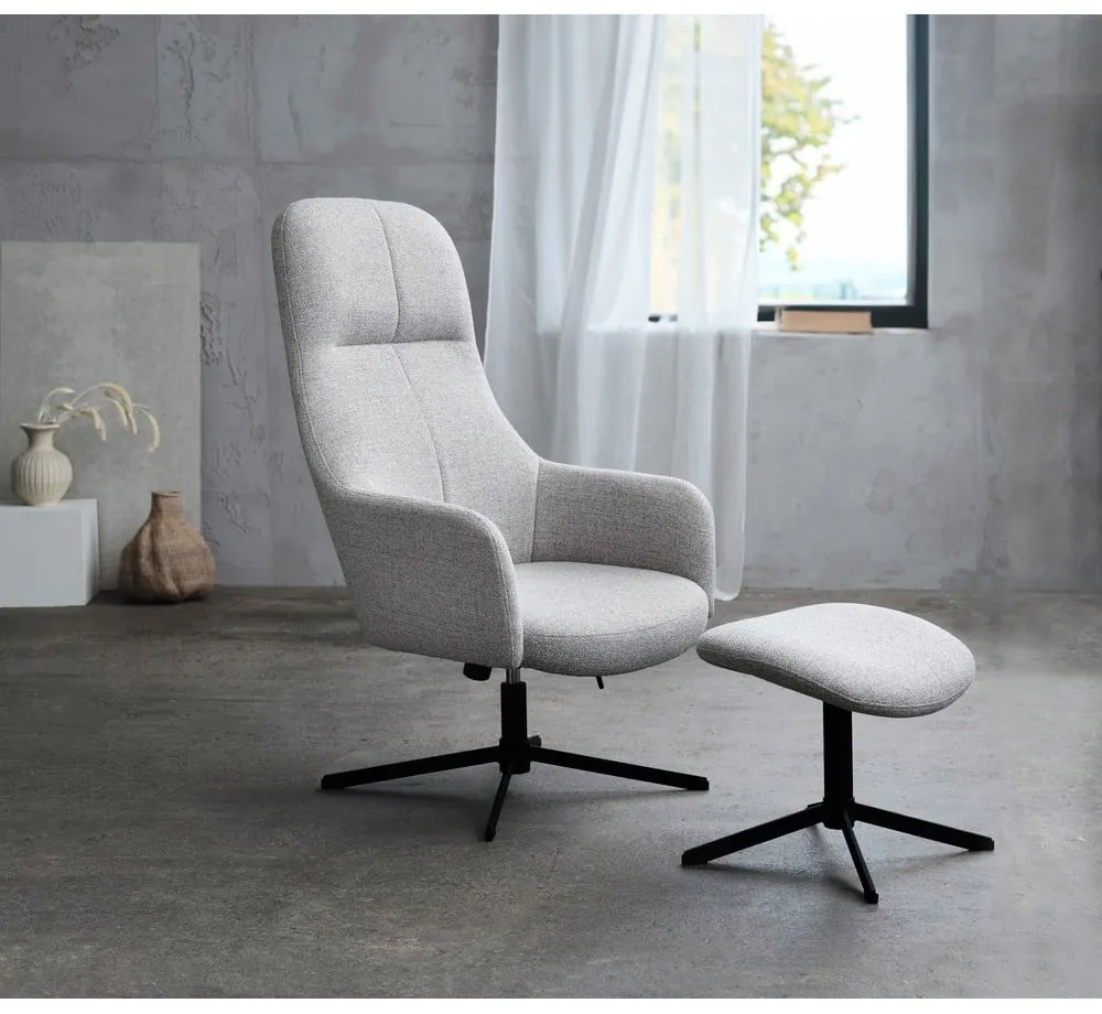 Fotoliu gri deschis pivotant de relaxare Manning – Unique Furniture