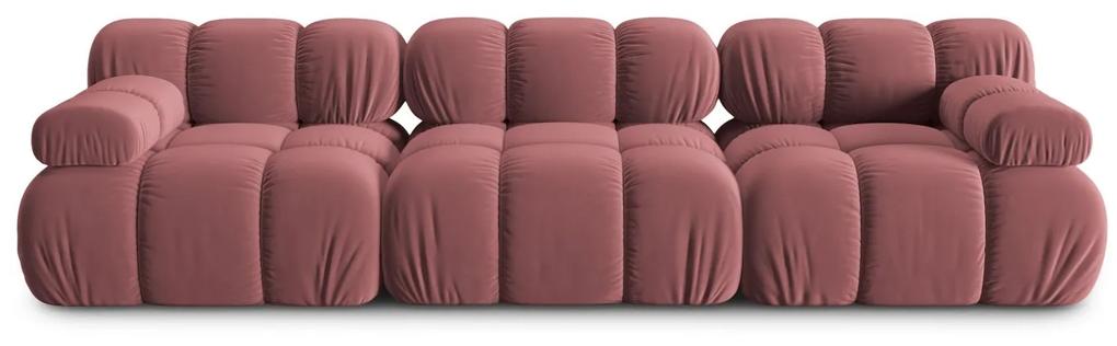 Canapea modulara Bellis cu 3 locuri si tapiterie din catifea, roz