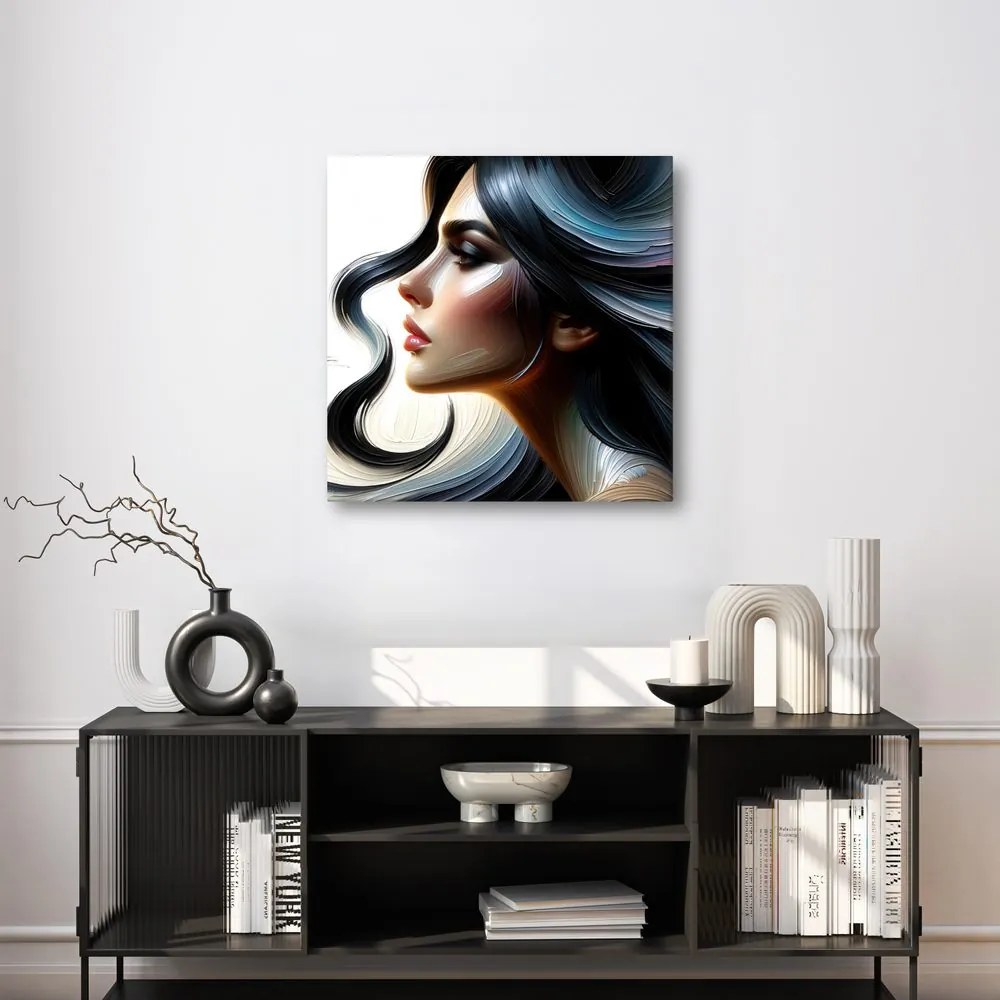 Tablou profil elegant cu păr colorat