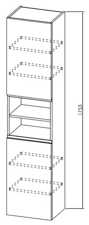 Dulap baie suspendat alb mat 175 cm cu 2 usi si polita Kolpasan Oxana Alb mat