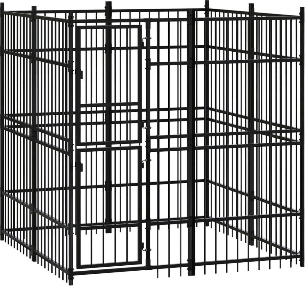 vidaXL Padoc pentru câini de exterior, 3,69 m², oțel