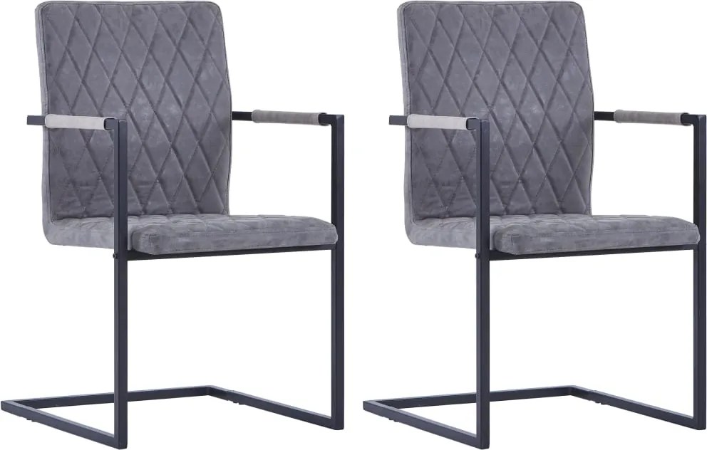 vidaXL Scaune de bucătărie consolă, 2 buc., gri închis, piele eco