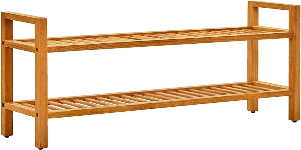 vidaXL Pantofar cu 2 rafturi, 100x27x40 cm, lemn masiv de stejar