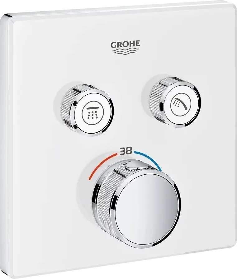 Baterie dus alba Grohe Grohtherm SmartControl patrata termostatica