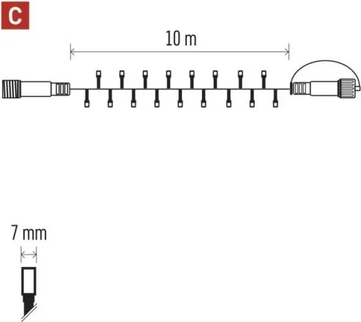 Instalație luminoasă LED pentru exterior 100xLED/10m IP44 alb cald