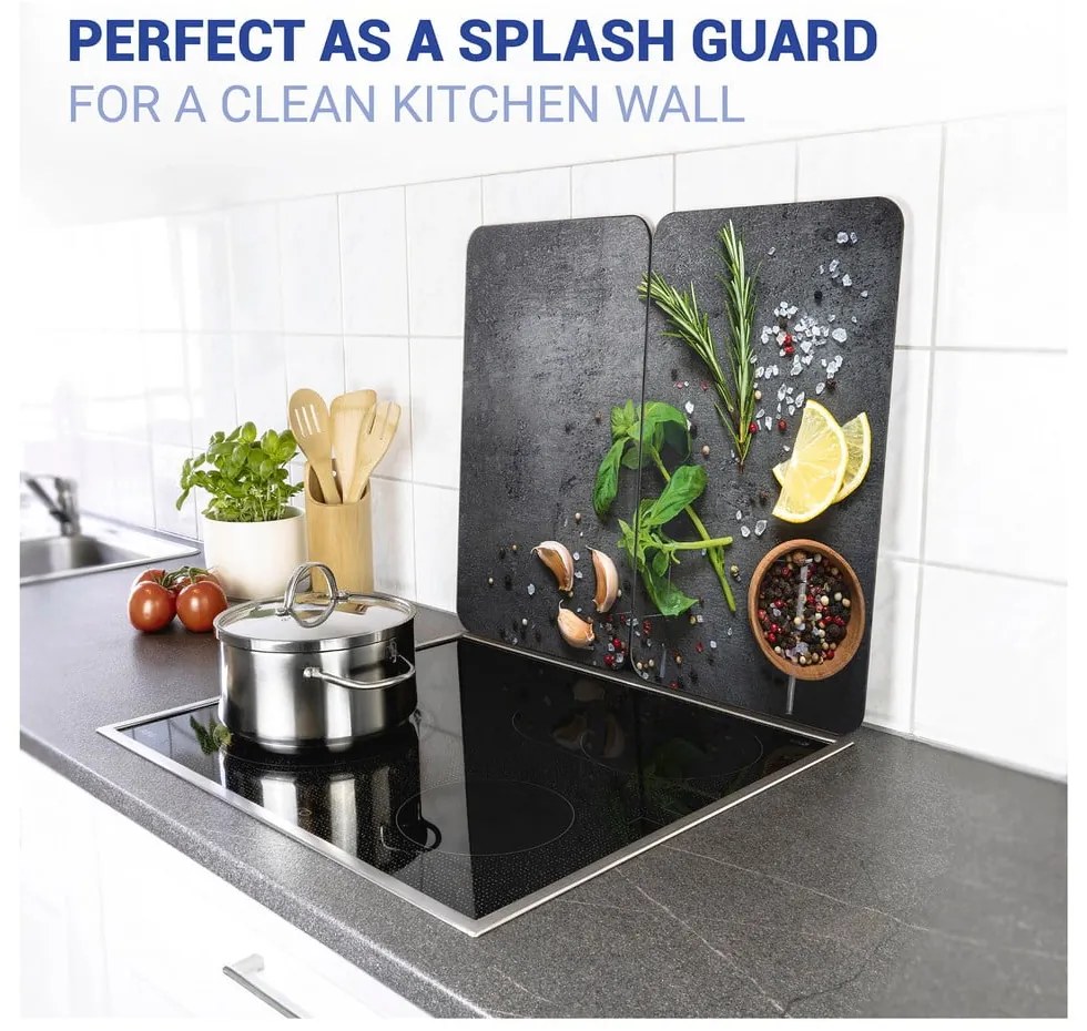 Set 2 protecții din sticlă pentru aragaz Wenko Universal Herbs