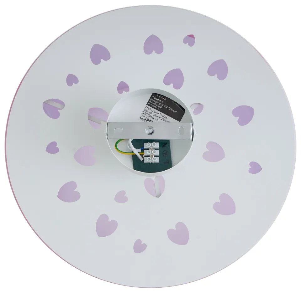 Plafonieră pentru copii roz cu inimioare - Harrie in Love