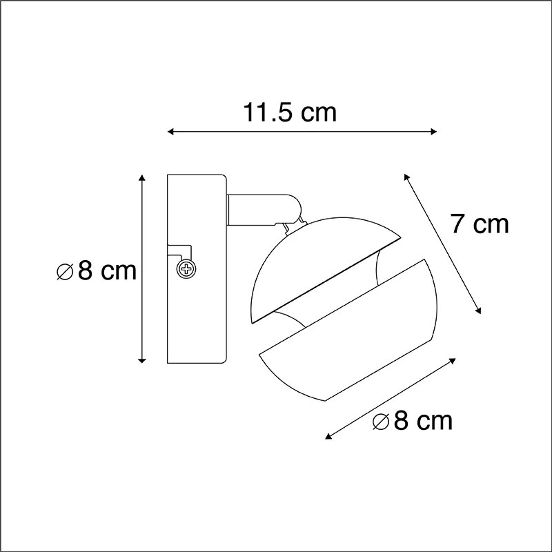 Proiector modern cu 1 lumină negru cu interior auriu - Buell Deluxe