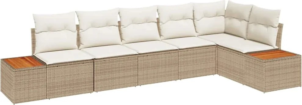 vidaXL Set de canapele pentru grădină 6 pcs Bej și crem Poliratan