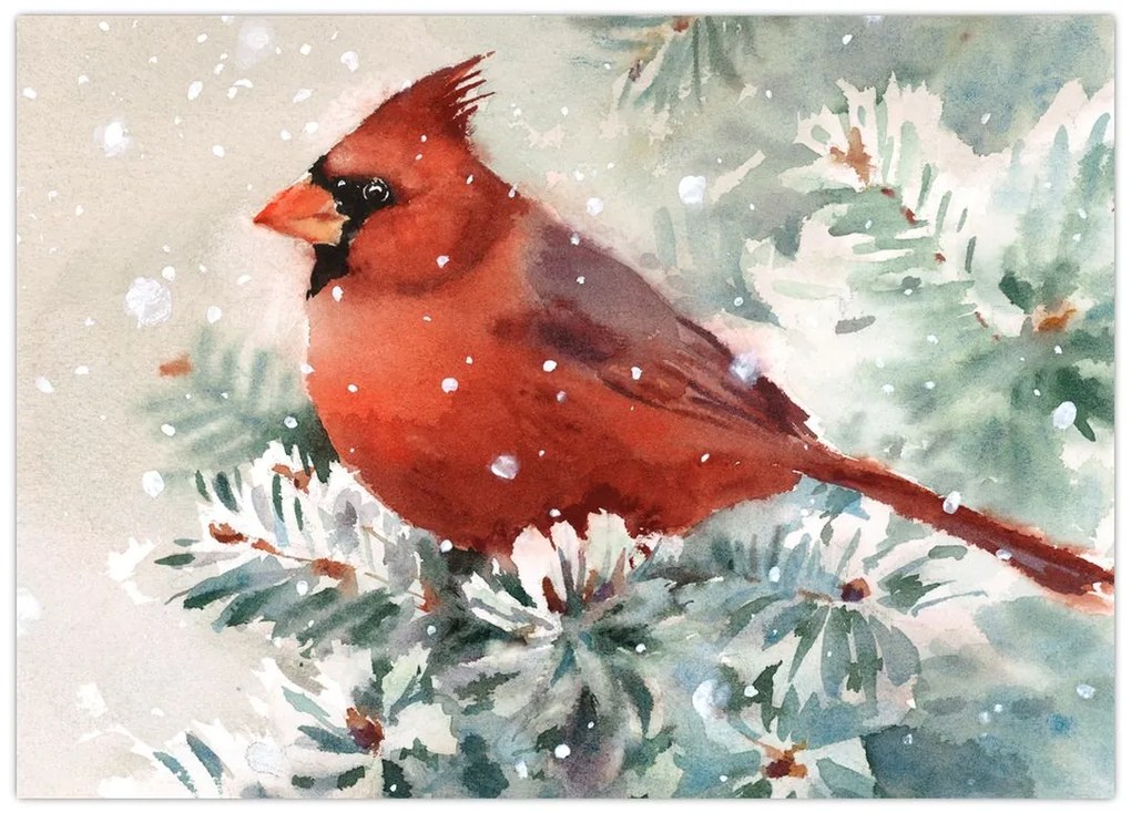 Tablou pe sticlă - Cardinal (70x50 cm)
