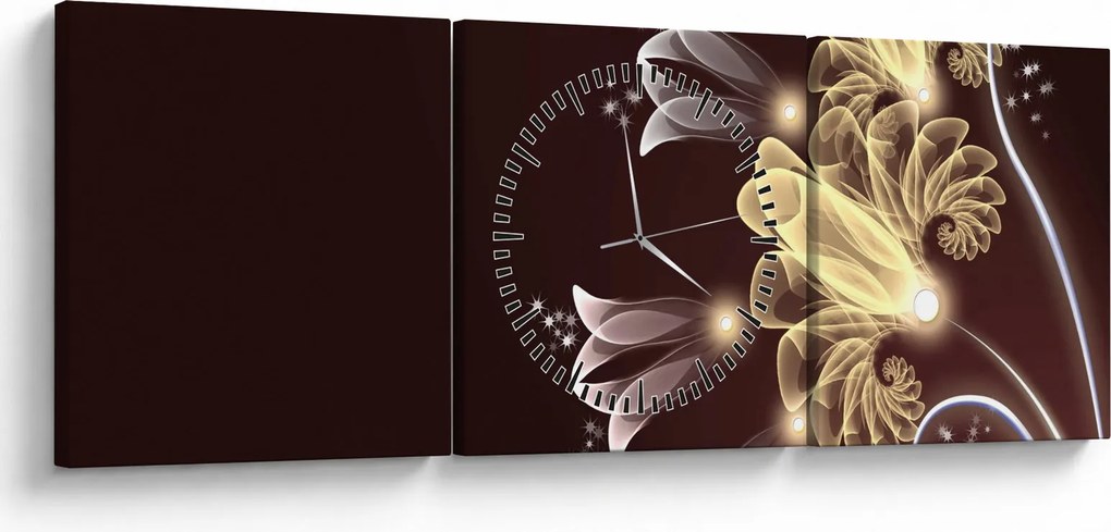 Tablou - Flori strălucitoare (cu ceas) (90x30 cm)
