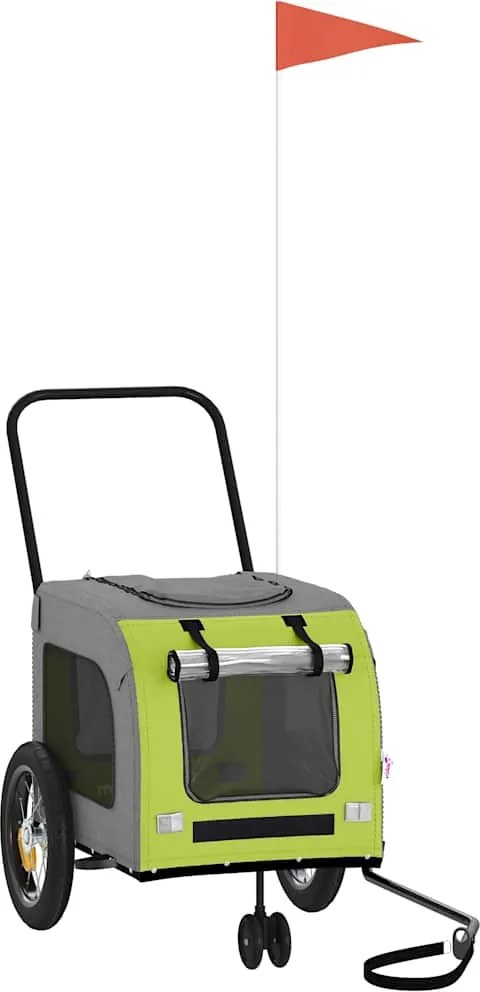 vidaXL Remorcă de bicicletă pentru animale de companie Verde și gri