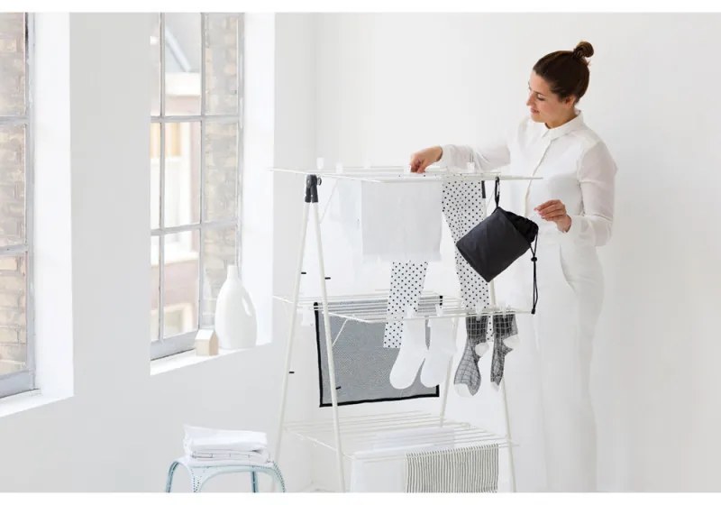 Uscator de rufe camera Brabantia Tower 90300184, 23 m, Pliabil usor, Reglabil, Alb