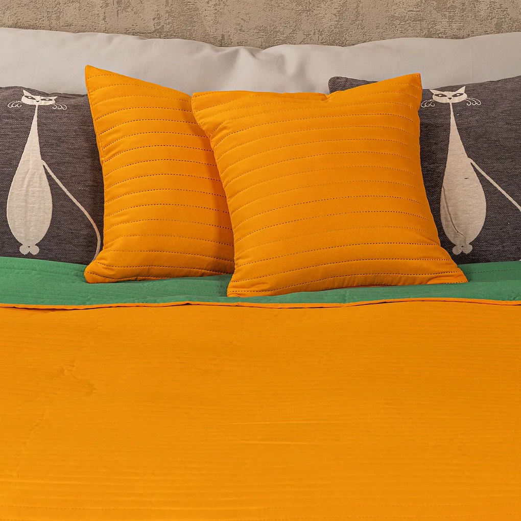 Cuvertură 4Home Doubleface portocaliu/verde, 220 x 240 cm, 2 buc. 40 x 40 cm