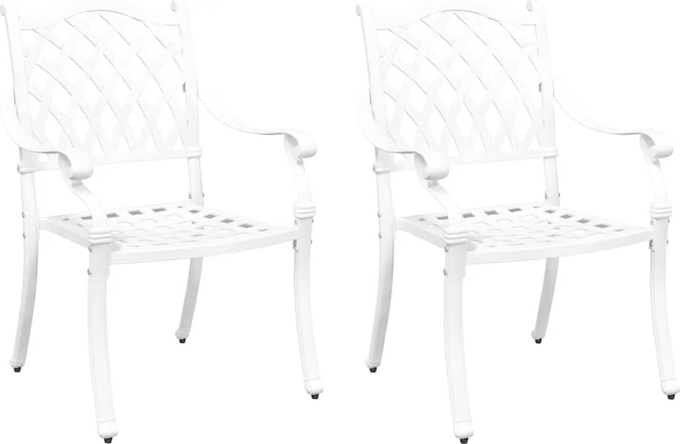vidaXL Scaun pentru Grădină 2 pcs Alb 56 x 55 x 92.5cm Aluminiu